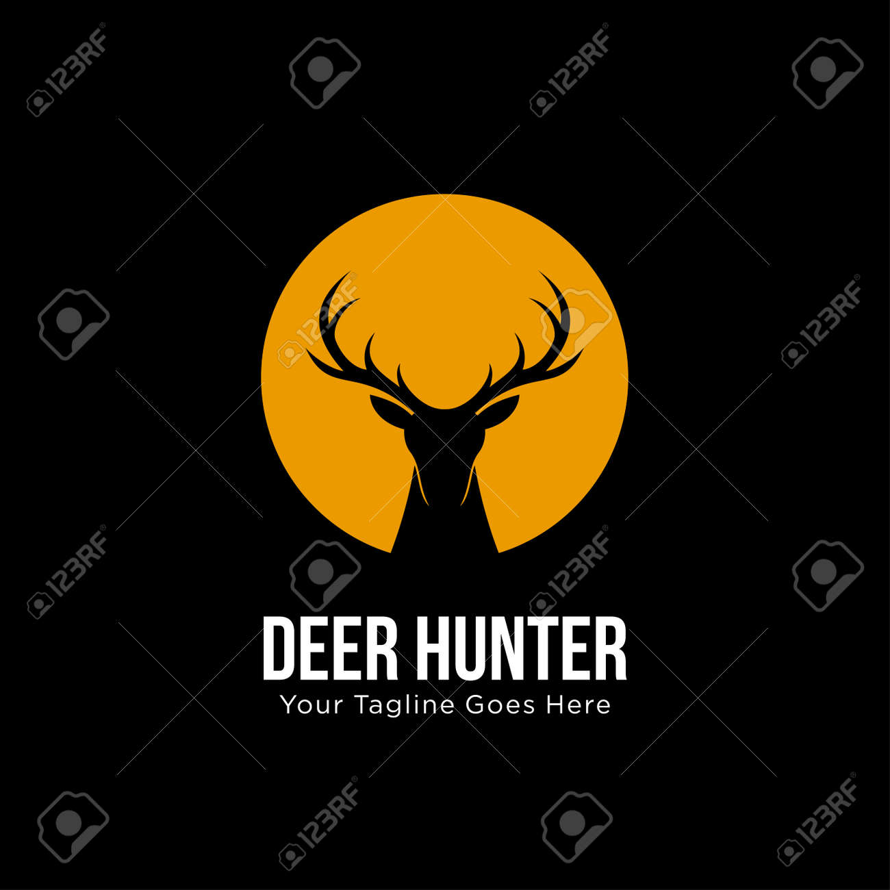 Deer Hunter Logo Design Template. Vector Illustration Of Deer Head  Silhouette On Circle, Night Moon Concept. Hunter Club, Deer Hunting, Animal  Wildlife Symbol Icon Клипарты, SVG, векторы, и Набор Иллюстраций Без Оплаты