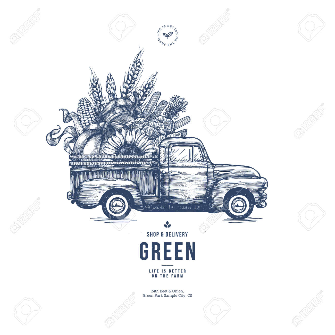 Farm Fresh Delivery Design Template Classic Vintage Pickup Truck