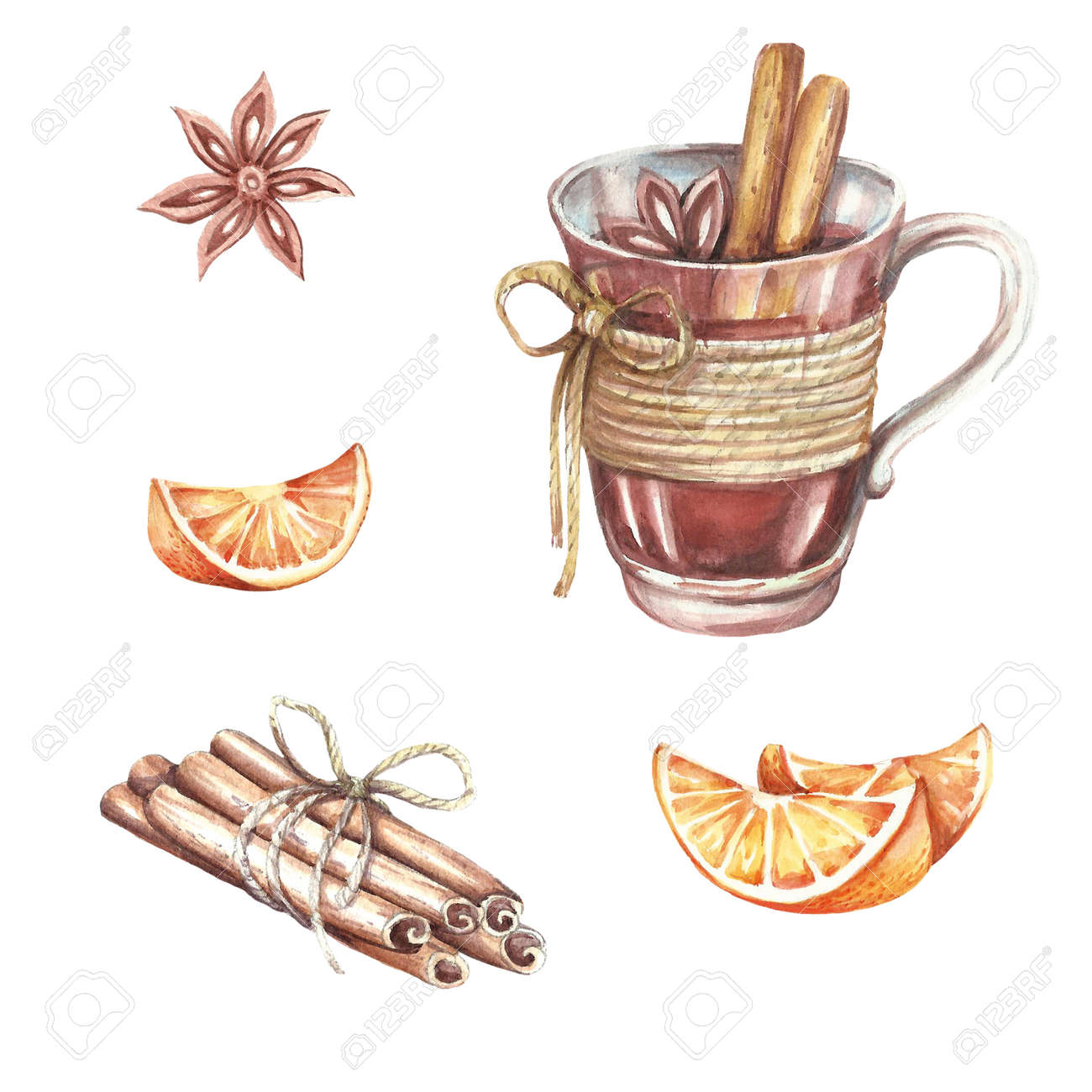 Un Ensemble D Ingredients Pour Le Vin Chaud Dessin A La Main De L