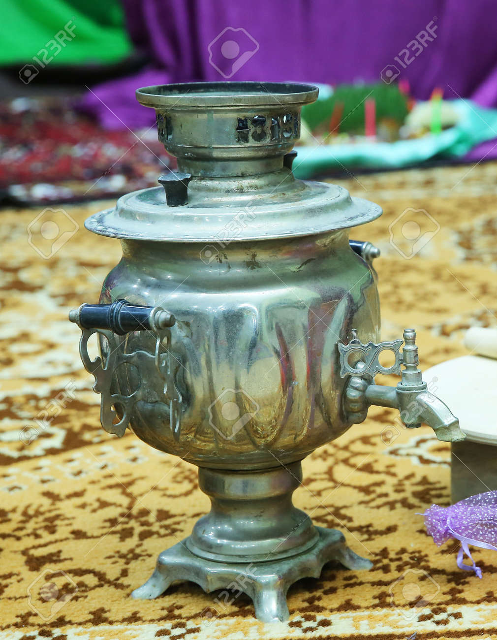 アンティーク サモワール 赤金装飾