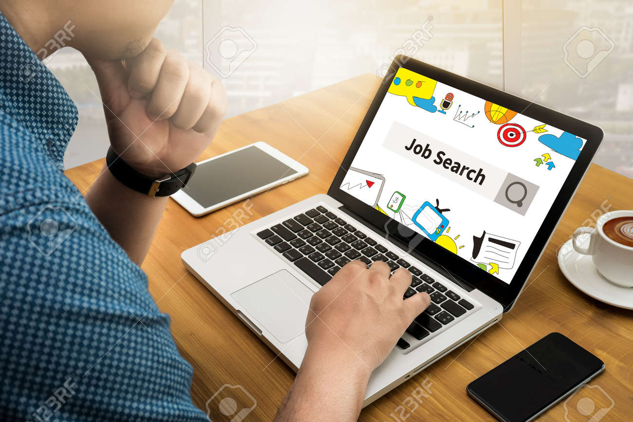 businessman internet online job search computing computer laptop internet job search