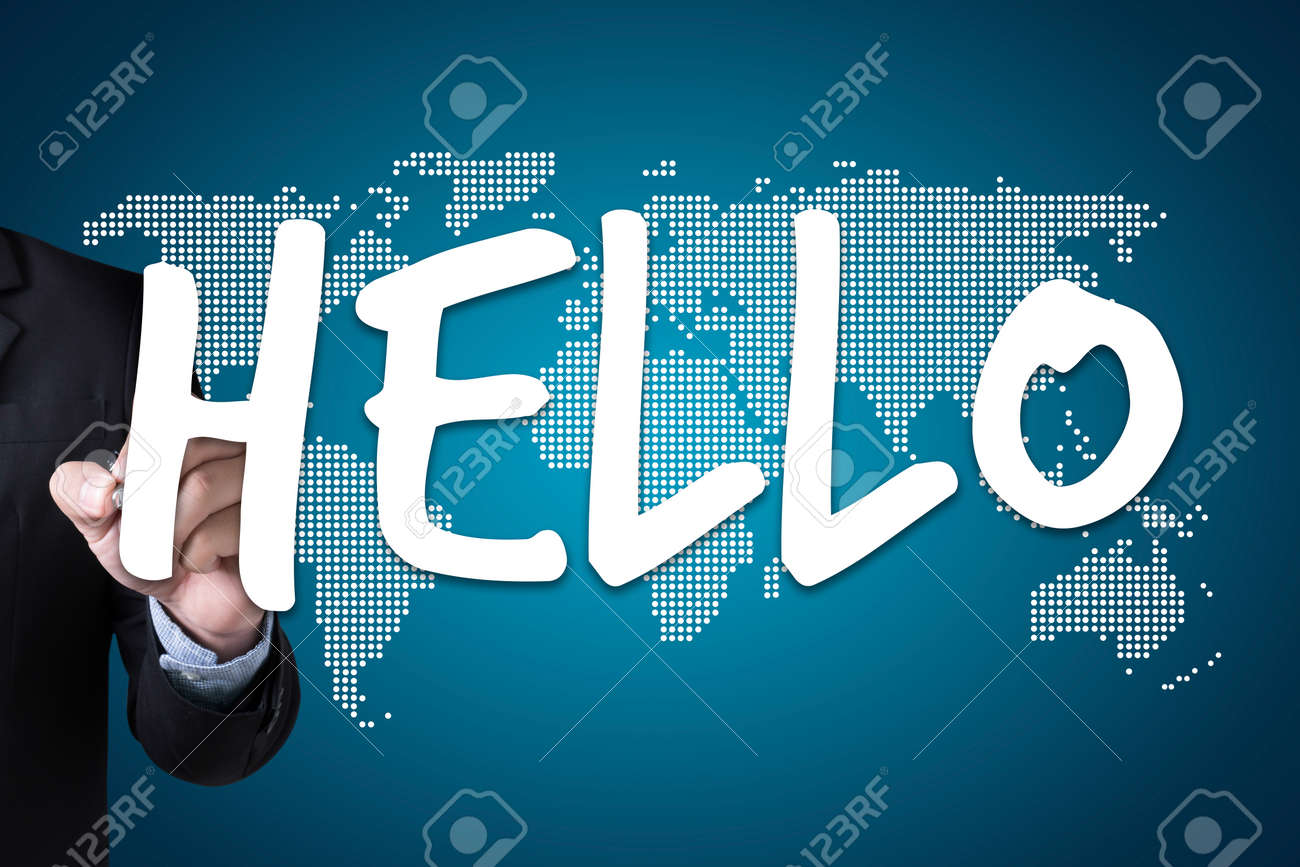 こんにちはこんにちは人々 の挨拶通信というの英語で挨拶 の写真素材 画像素材 Image