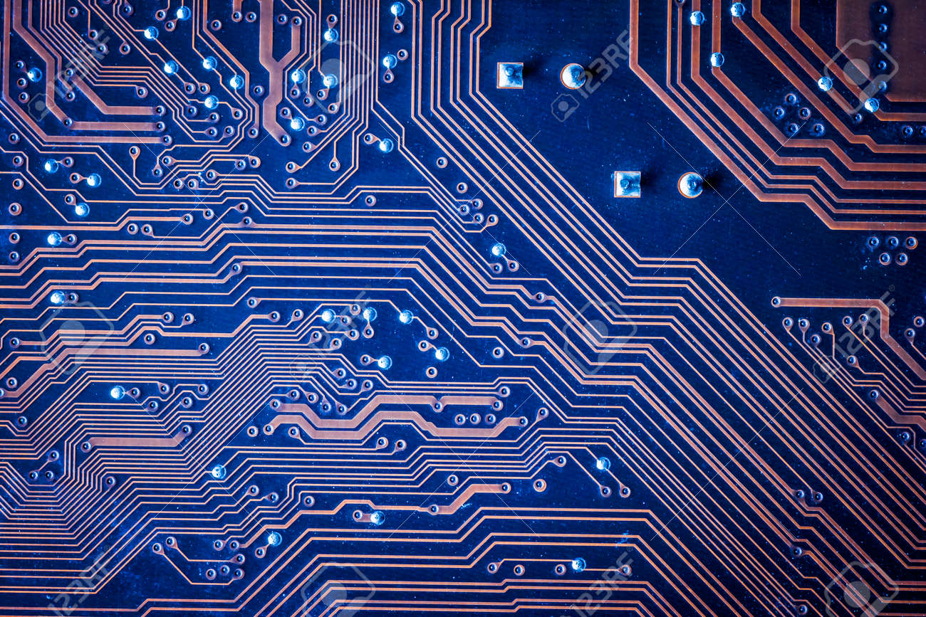 blue pcb motherboard with