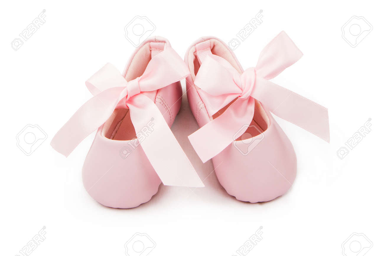 Pair Of Little Pink Baby Ballerina Bootoes With Ribbons Tied In A Bow Stock Photo Picture And Royalty Free Image Image