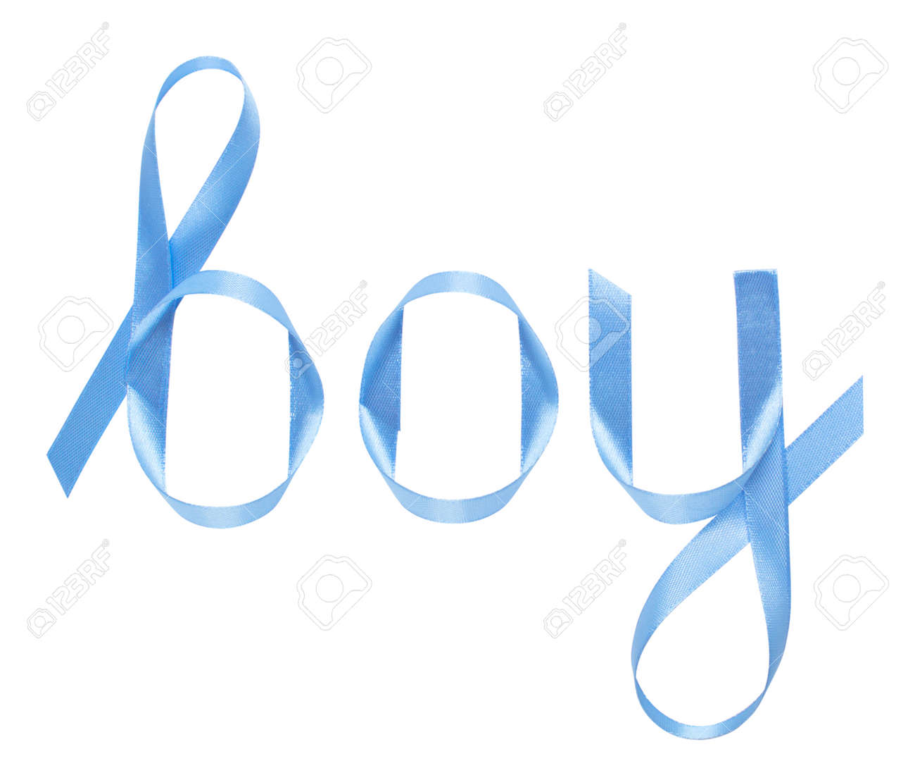 word boy written gift ribbon blue white background isolated boy word