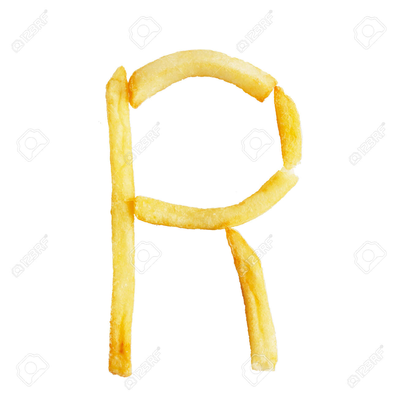 letter r symbol is made of the same fries alphabet of french