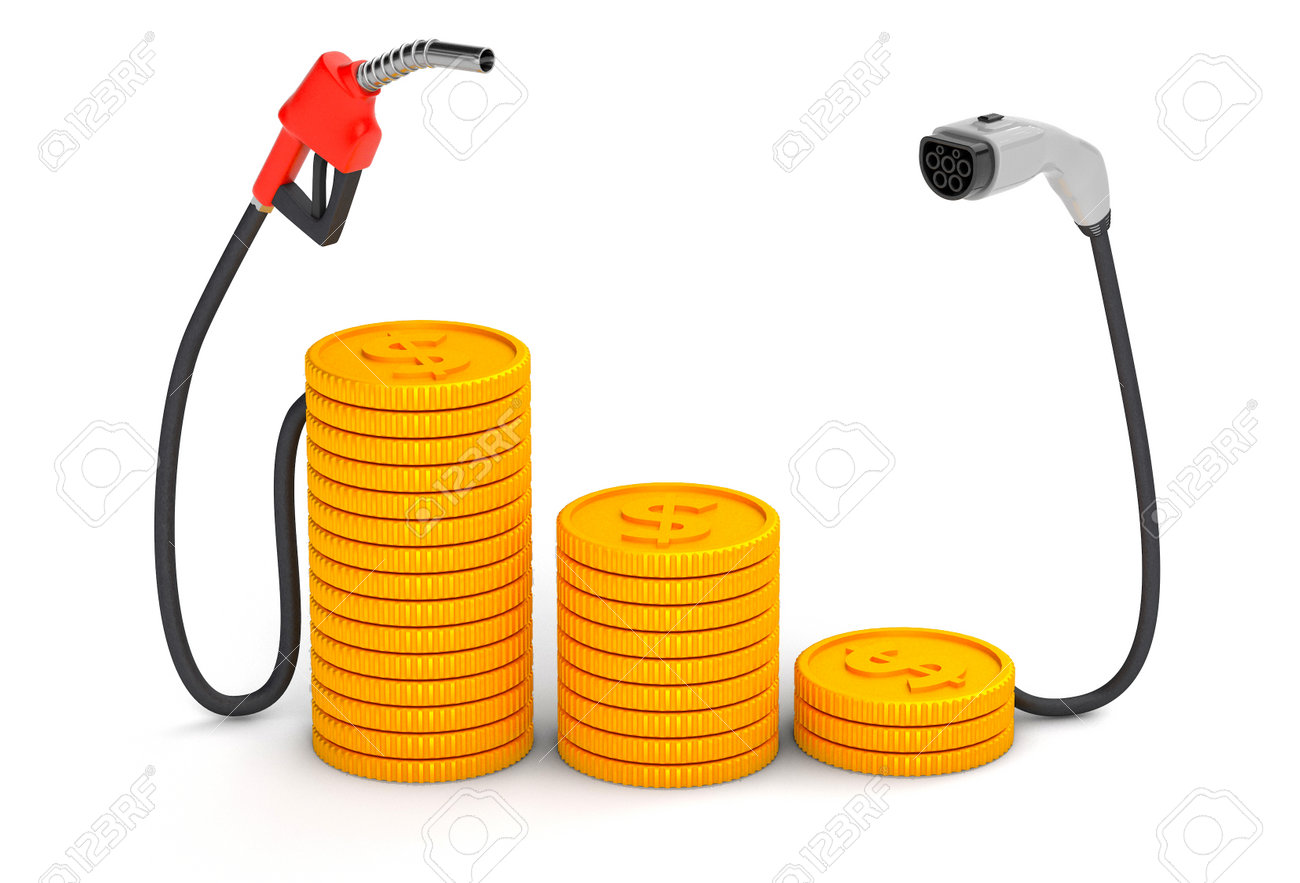 Expensive and cheap fuel. Fuel pump and plug for electric vehicles with gold coins. isolated on white background. 3d render - 170983115 Expensive and cheap fuel. Fuel pump and plug for electric vehicles with gold coins. isolated on white background. 3d render - 170983115