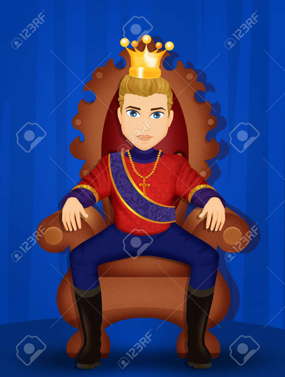 Illustration Of King On Throne Stock Photo, Picture and Royalty Free Image.  Image 97314866., image size:982x1300