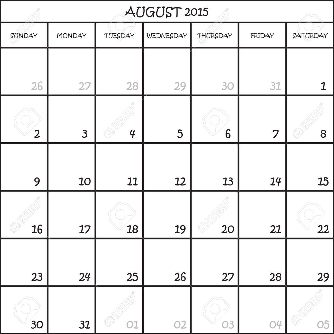 month of august calendar