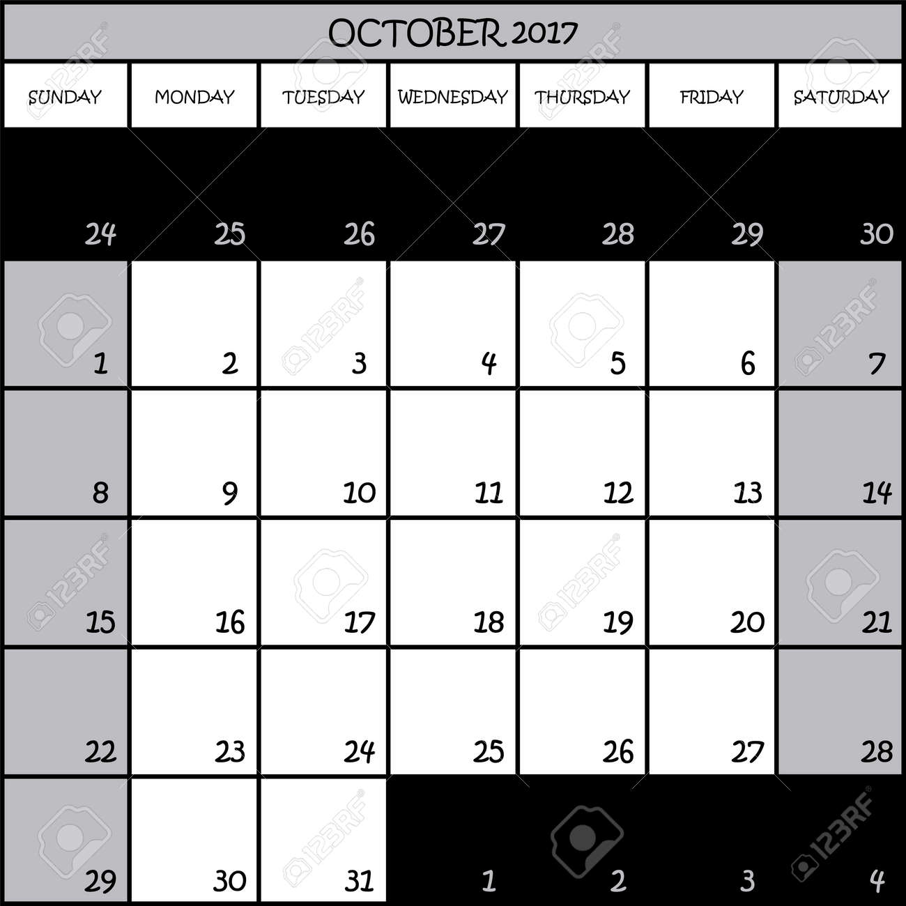 month of october calendar