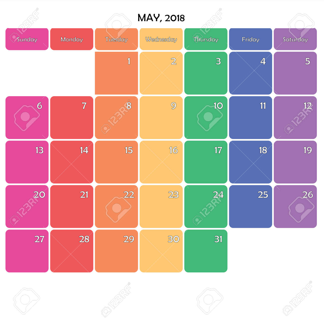 may 2018 planner calendar big editable note space specific color editable may 2018 calendar