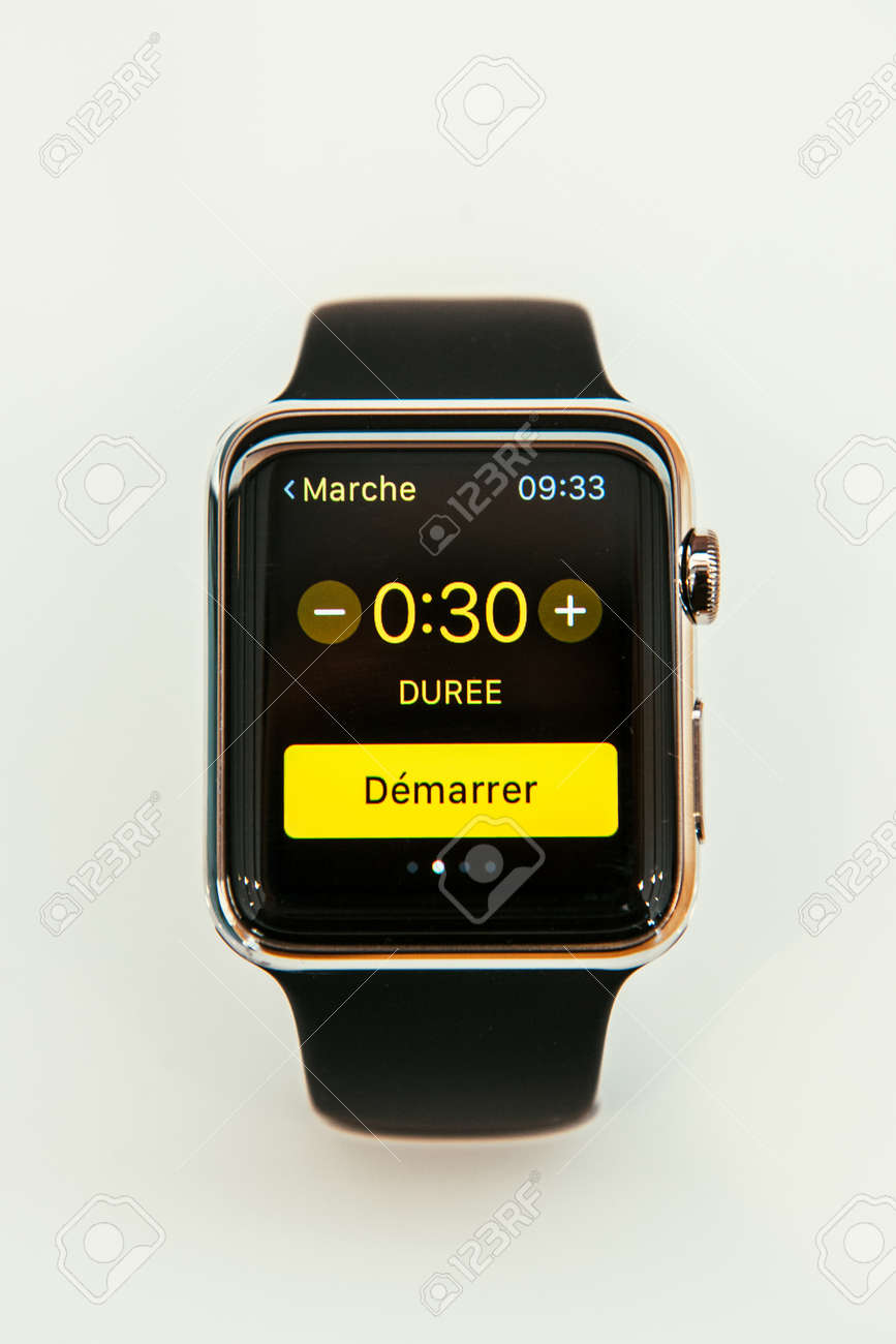 paris france apr 10 2015 new wearable computer apple watch