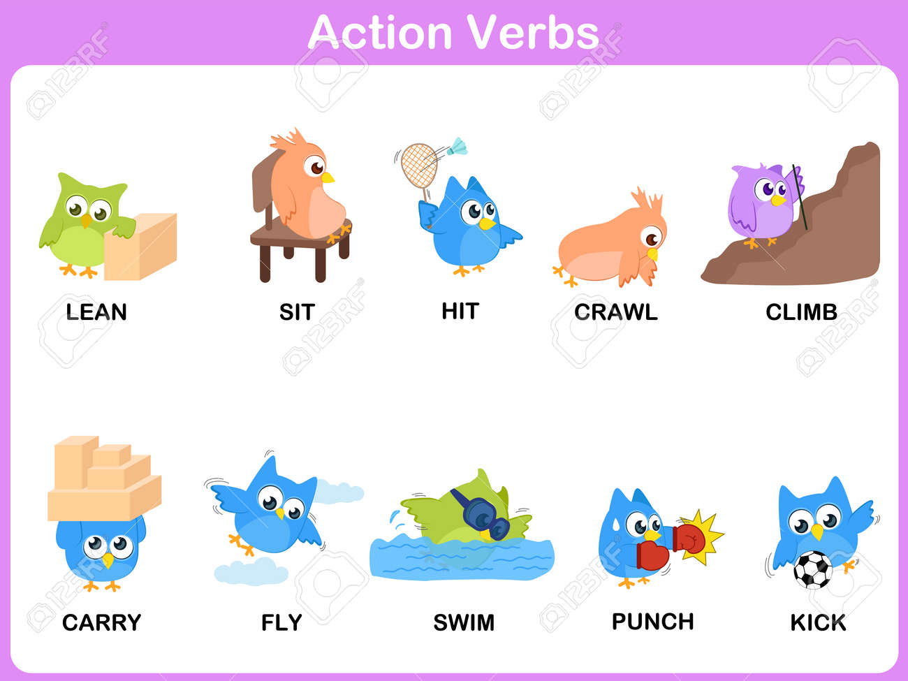 action verbs picture dictionary activity for kids royalty free actionverbs