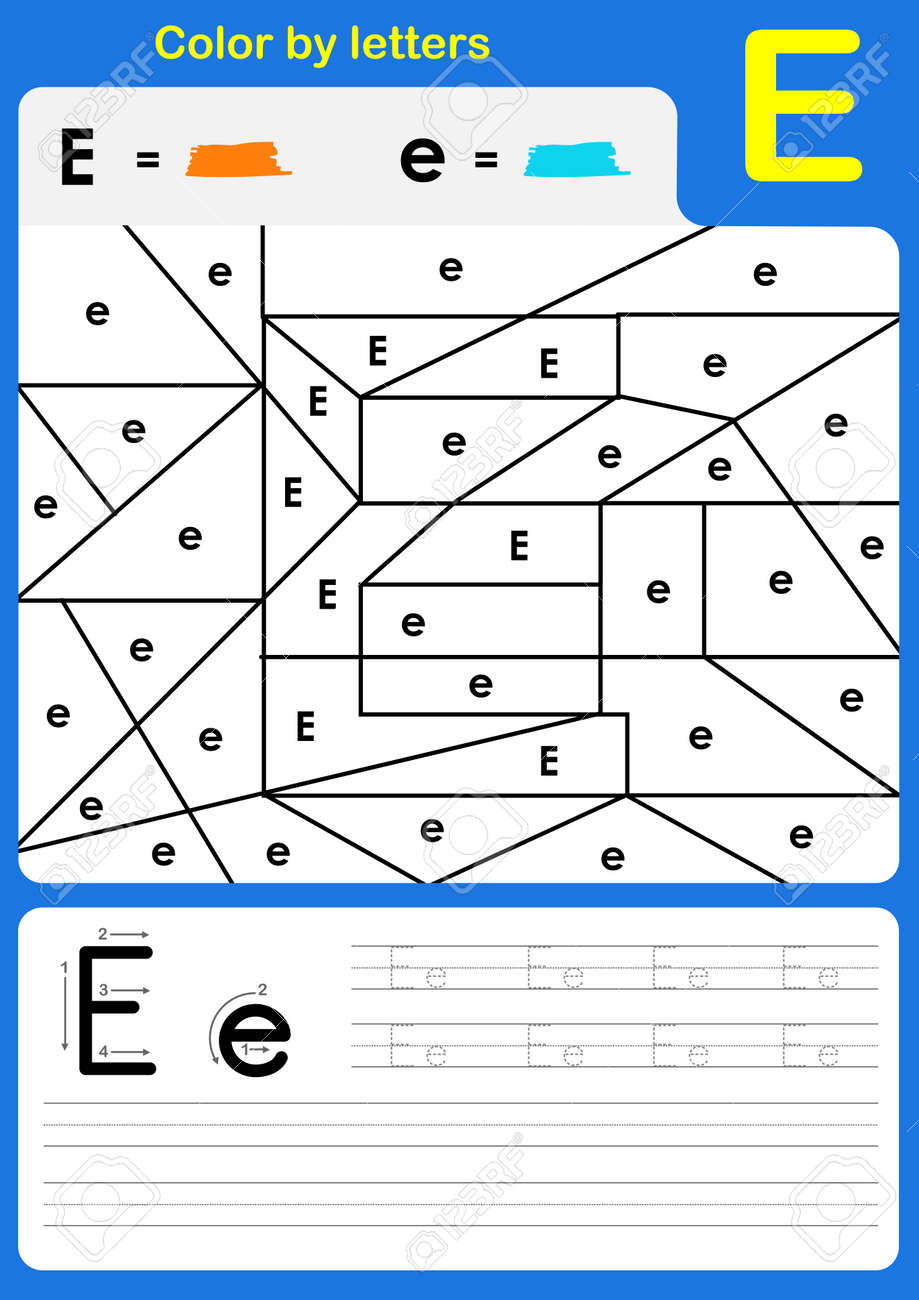 文字 アルファベット ワークシートで色 色および執筆 A Z のイラスト素材 ベクタ Image