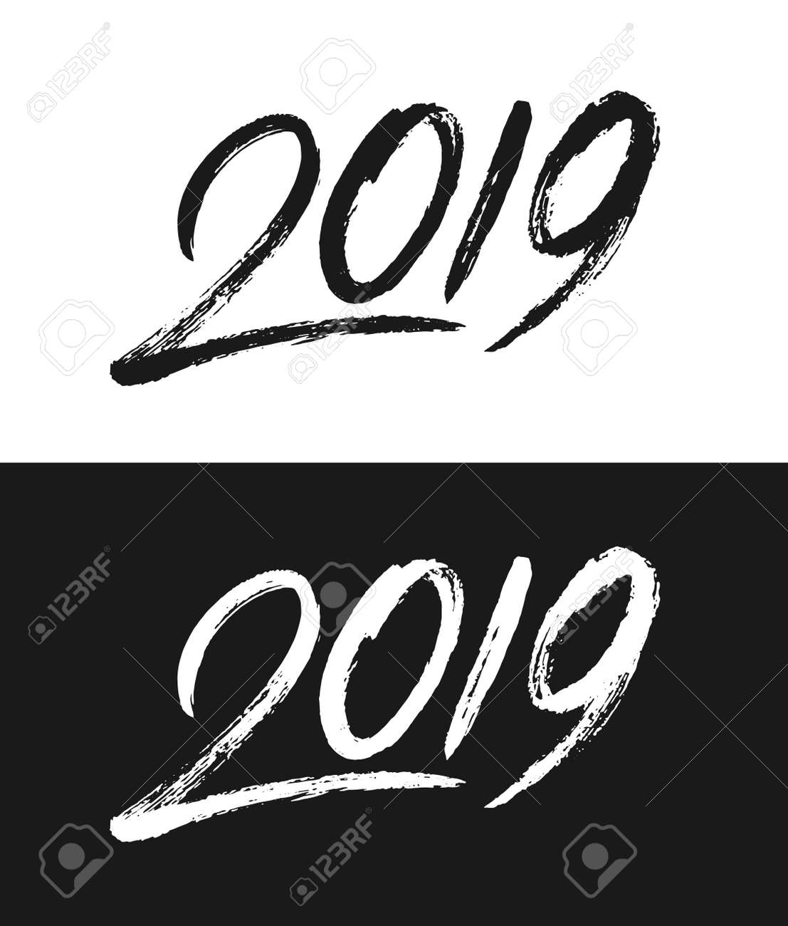 happy new year 2019 greeting card template handwritten calligraphy