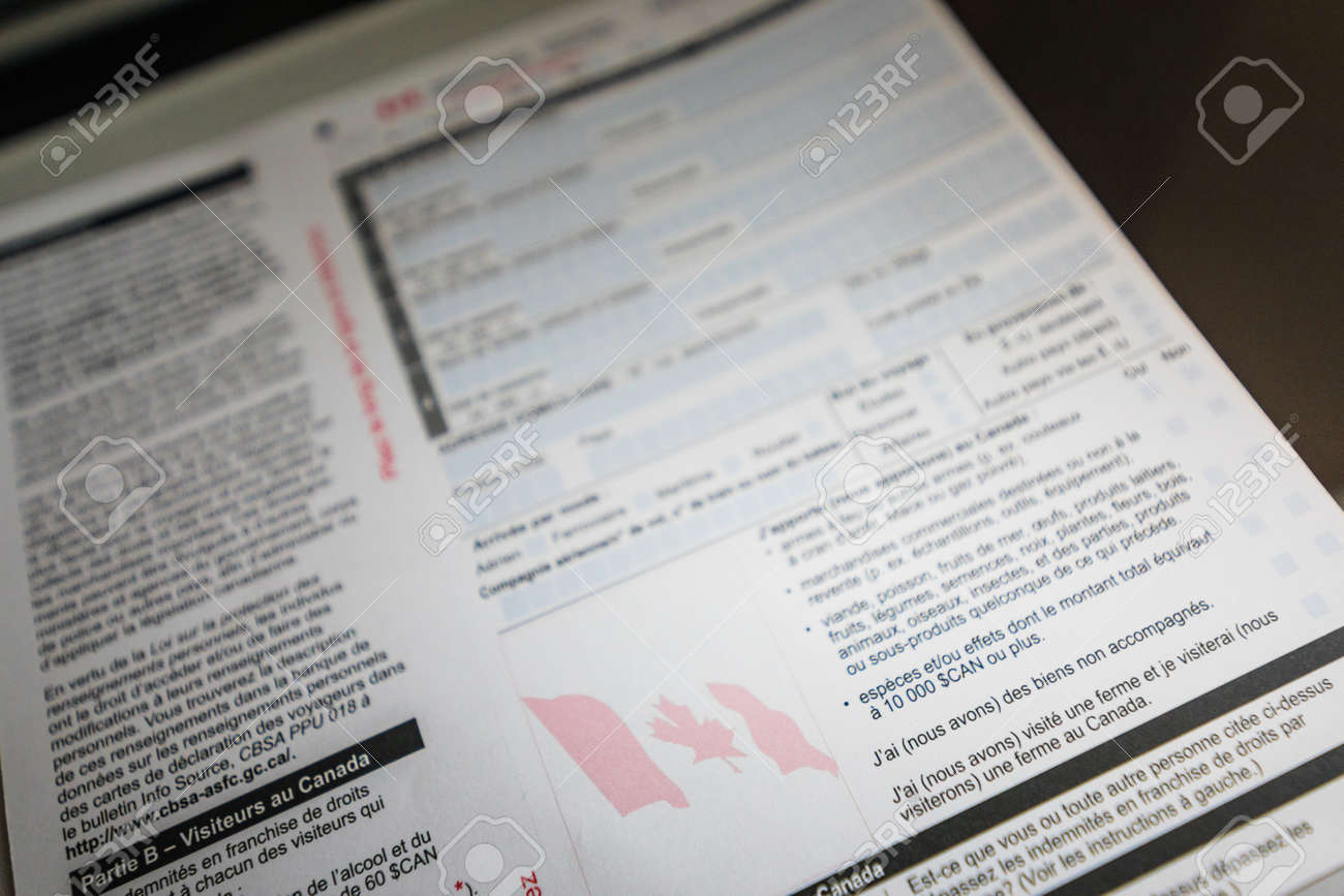montreal canada circa march 2017 official declaration card to