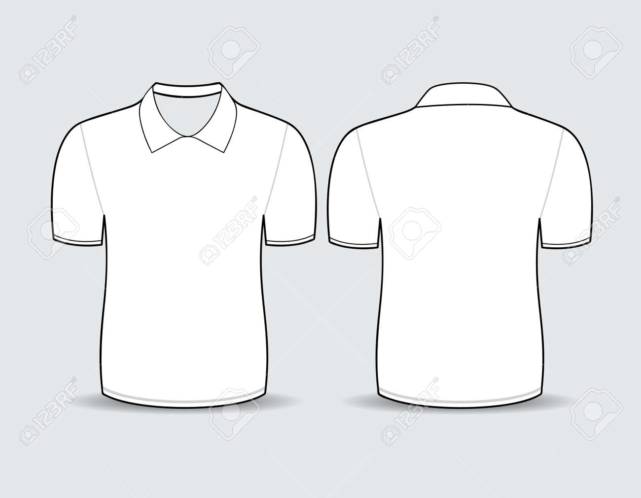 ベクトル イラスト白ポロの T シャツの前面と背面ビュー のイラスト素材 ベクタ Image