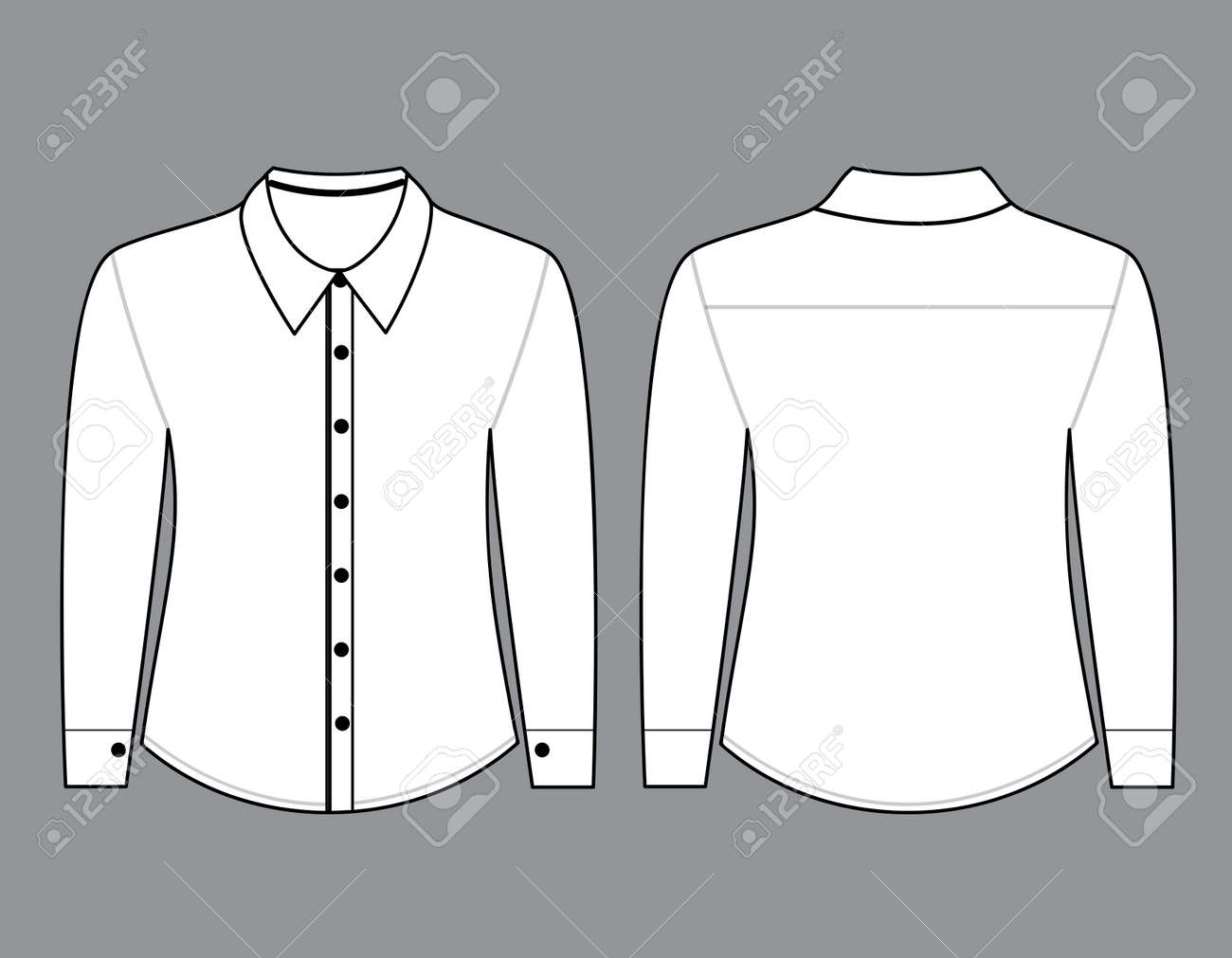 blank shirt with long sleeves template for men front and back