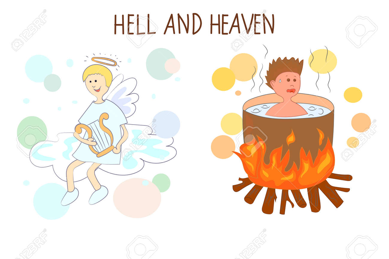 Heaven And Hell Cartoon Vector Illustration Royalty Free Svg Cliparts Vectors And Stock Illustration Image