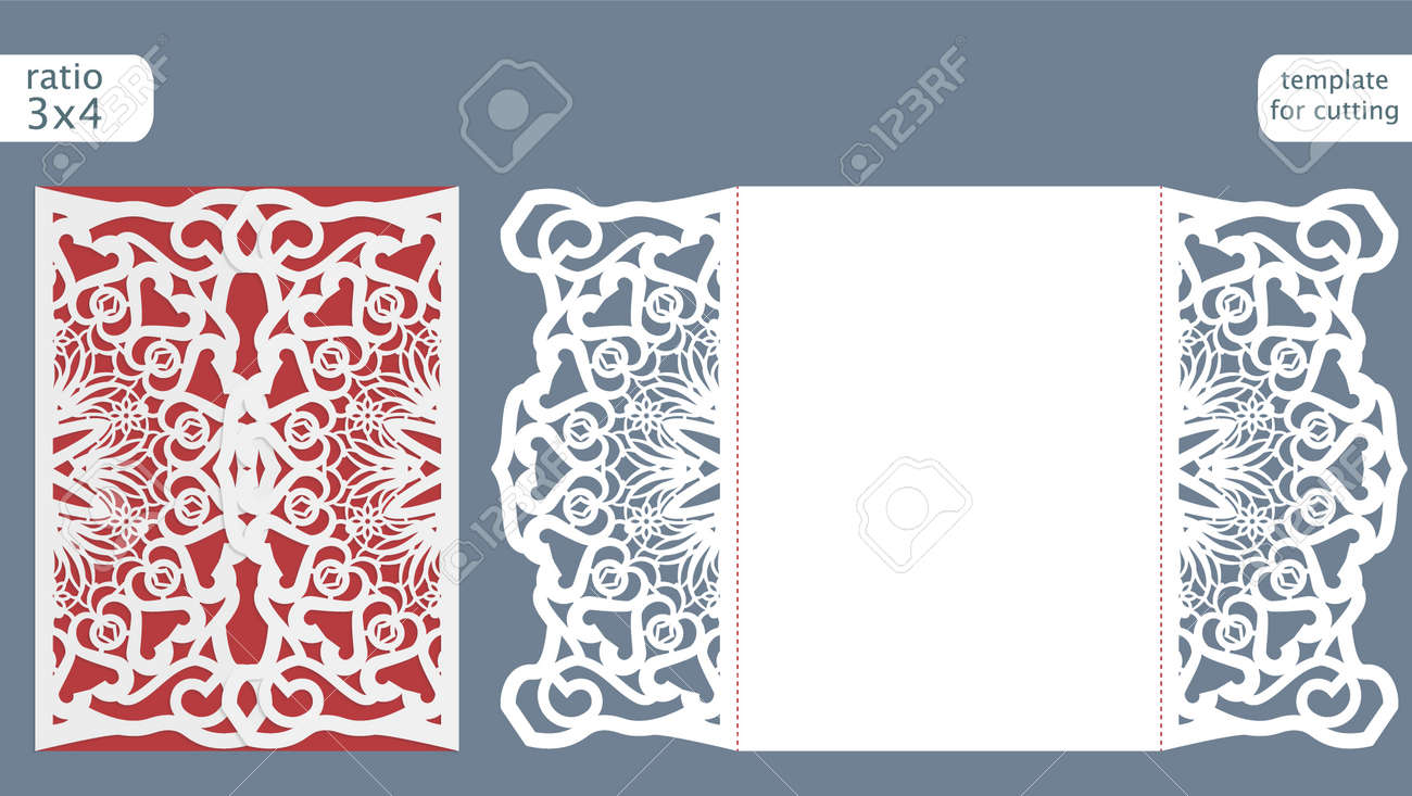 laser cut wedding invitation card template vector die cut paper