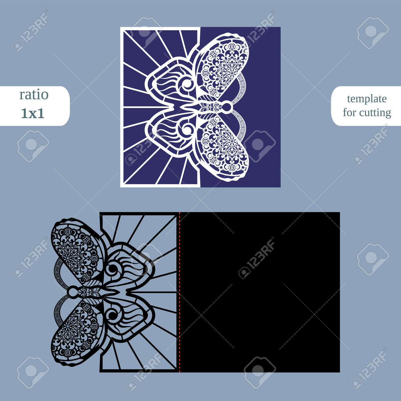 Laser Cut Wedding Square Card Template Cut Out The Paper Card