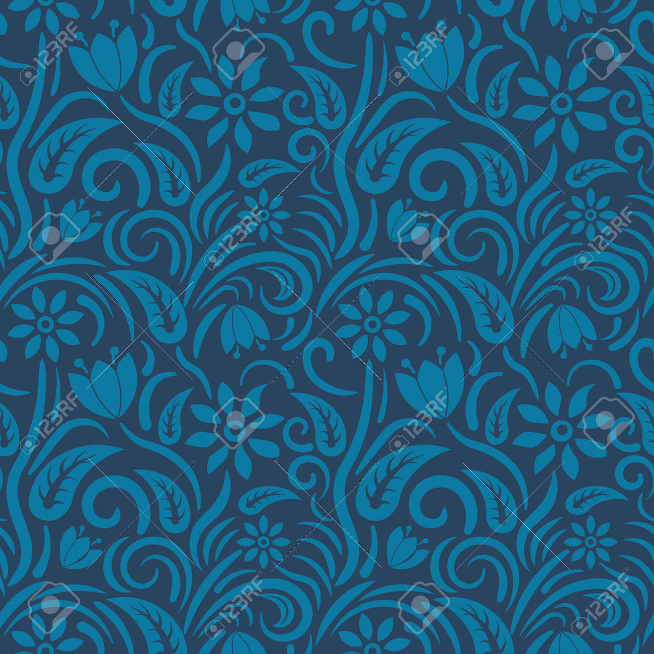 青い花のシームレスなパターン ベクトル 無限のテクスチャは 壁紙 パターンの塗りつぶし Web ページの背景 表面のテクスチャや織物に使用できます のイラスト素材 ベクタ Image 0023