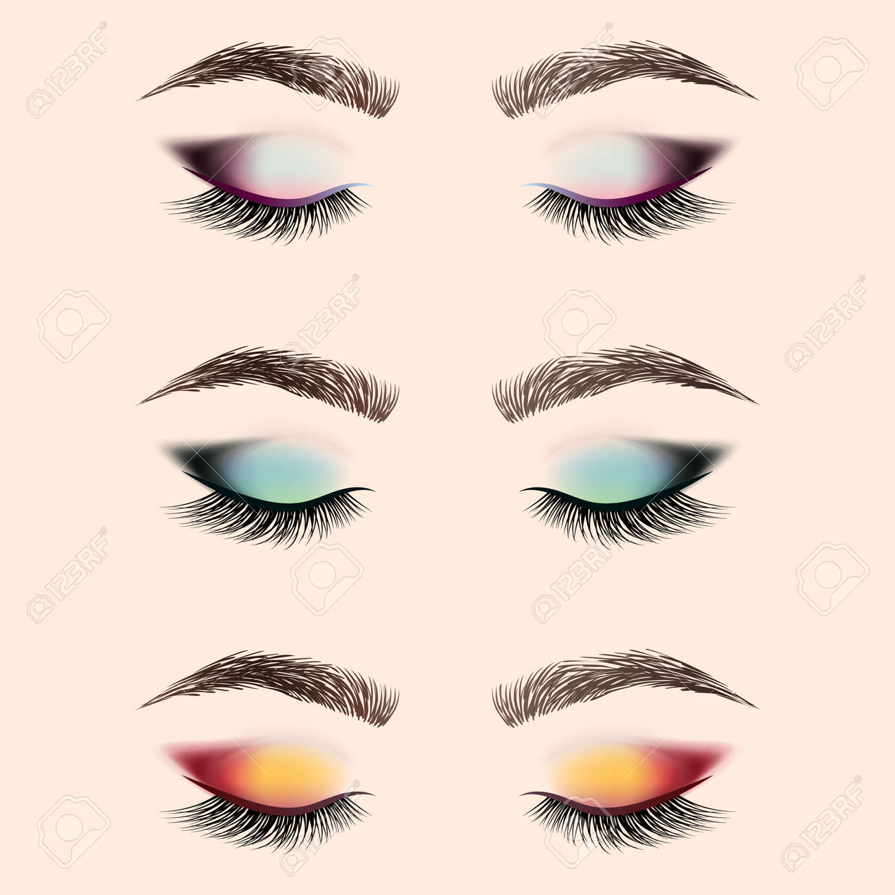 アイメイクのセット 長いまつげと眉毛で目を閉じました ベクトルイラスト のイラスト素材 ベクタ Image アイメイクのセット 長いまつげと眉毛で目を閉じました ベクトルイラスト のイラスト素材 ベクタ Image
