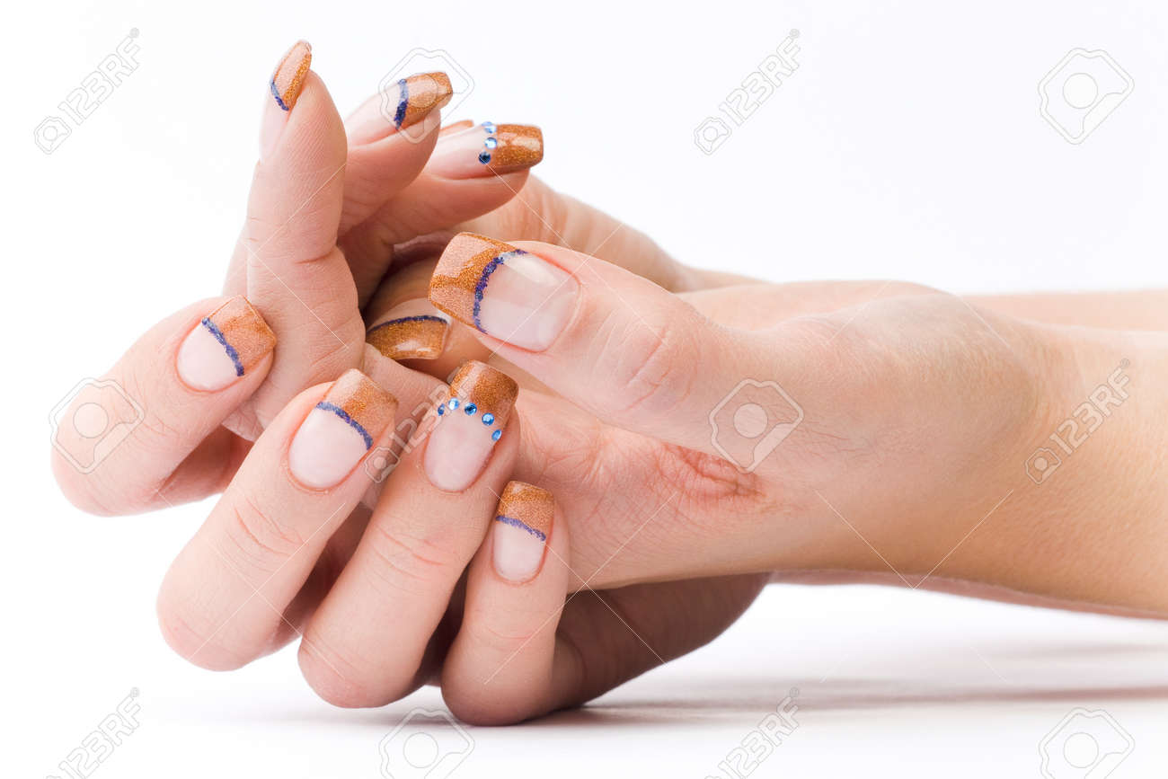 美しい女性の色の白い地面に分離爪 の写真素材 画像素材 Image