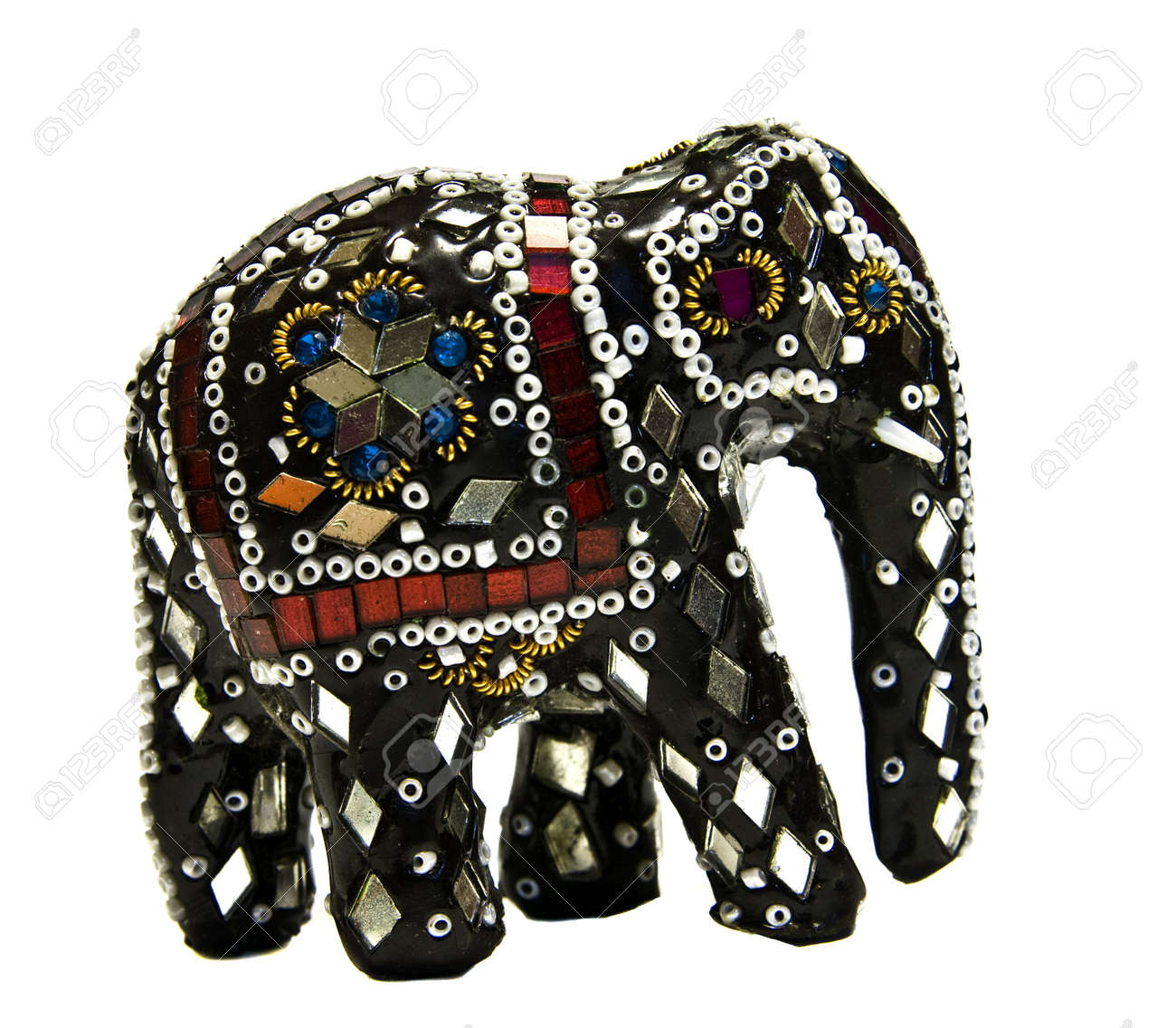 象は、インドは、白い背景で隔離のお土産置物の写真素材・画像素材