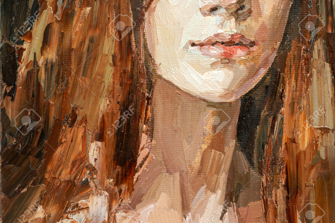 油絵。赤髪の少女の肖像画。の写真素材・画像素材 Image 171831723