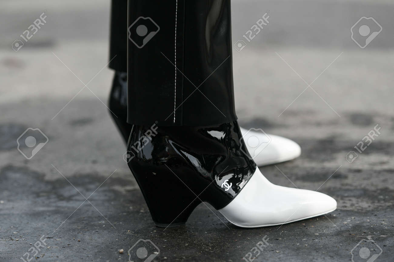 chanel black and white boots