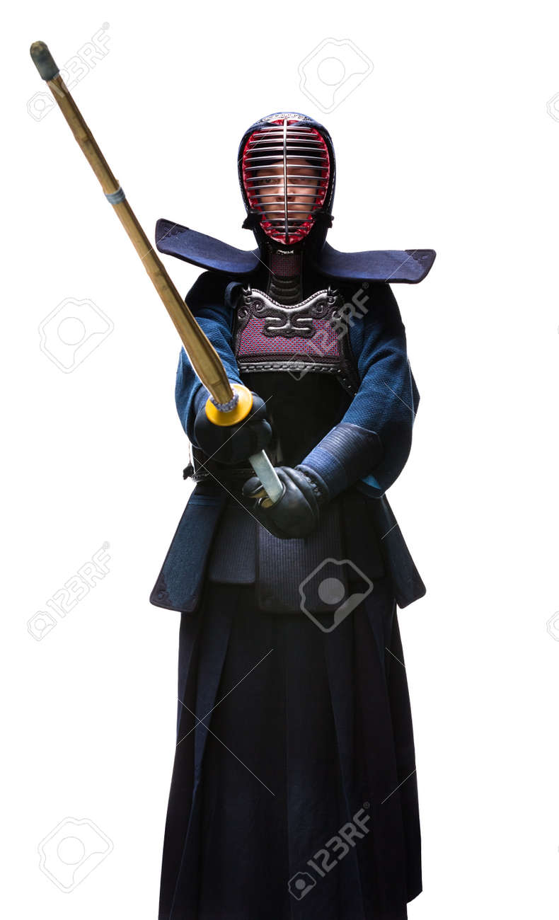 Full Length Portrait Of Kendoka, Isolated. Japanese Martial Art Of Sword  Fighting Stock Photo, Picture and Royalty Free Image. Image 17932908., image size:790x1300