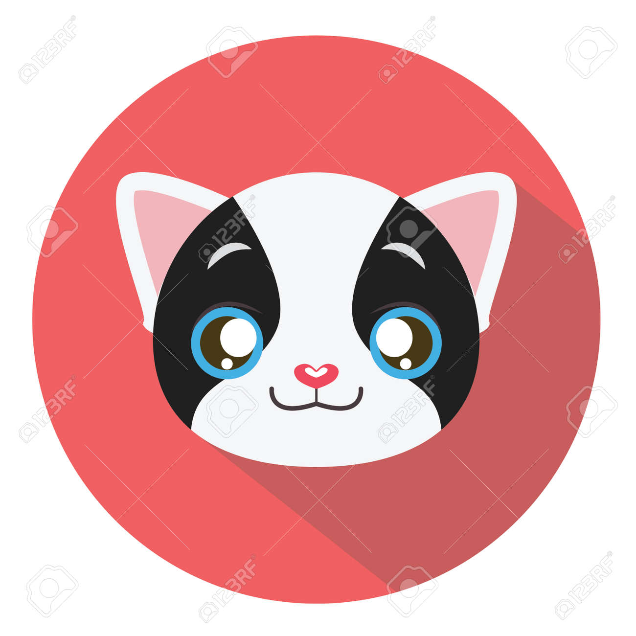 長い影とハローキティ ヘッド アイコン 15 のイラスト素材 ベクタ Image