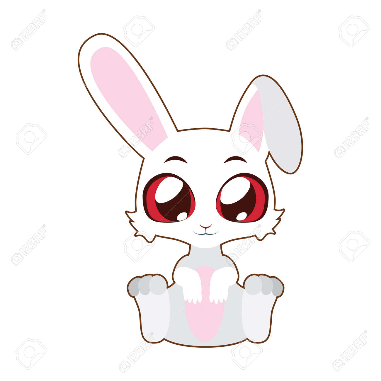 フラット カラーでかわいいウサギ ベクトル イラストのイラスト素材 ベクタ Image