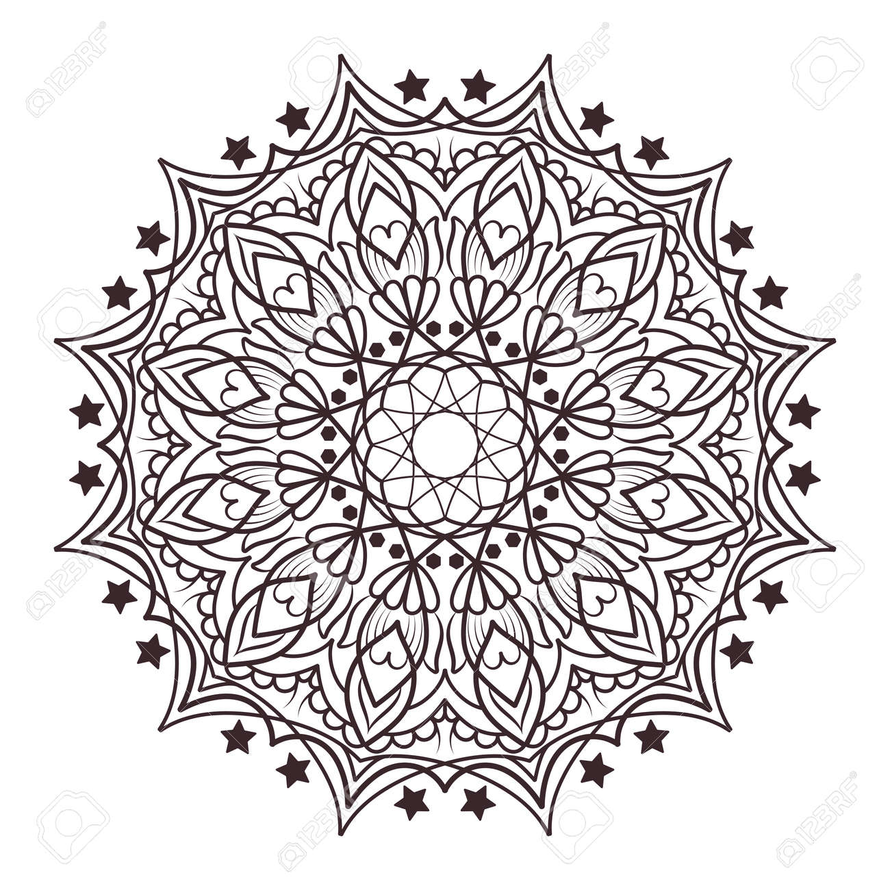 Mandala Designs For Adult Coloring Books Decorations Etc Stock Vector