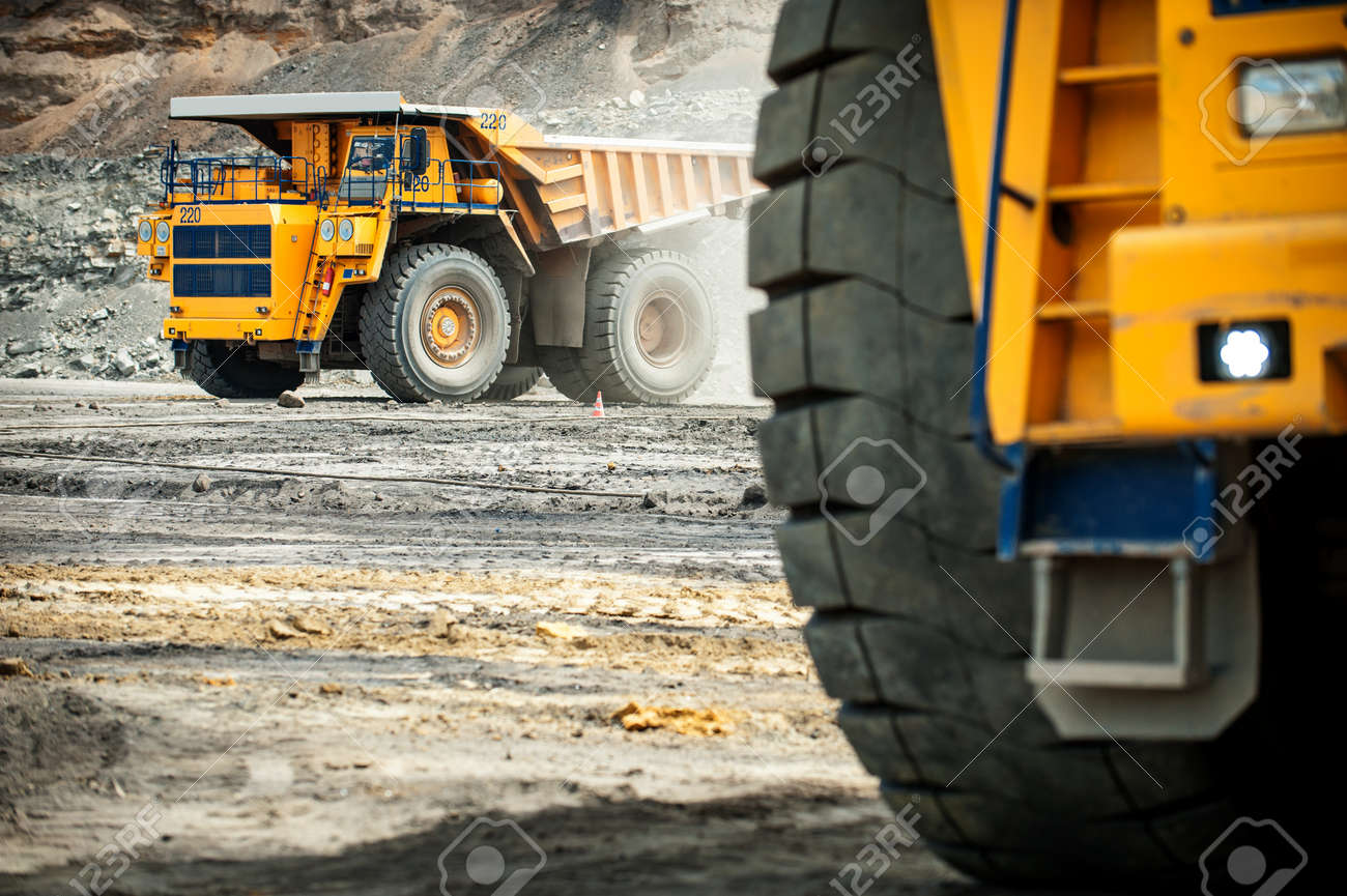 Siberia, Russia - June, 2015: Big yellow mining truck groundmoving in Russia. - 52122530 Siberia, Russia - June, 2015: Big yellow mining truck groundmoving in Russia. - 52122530