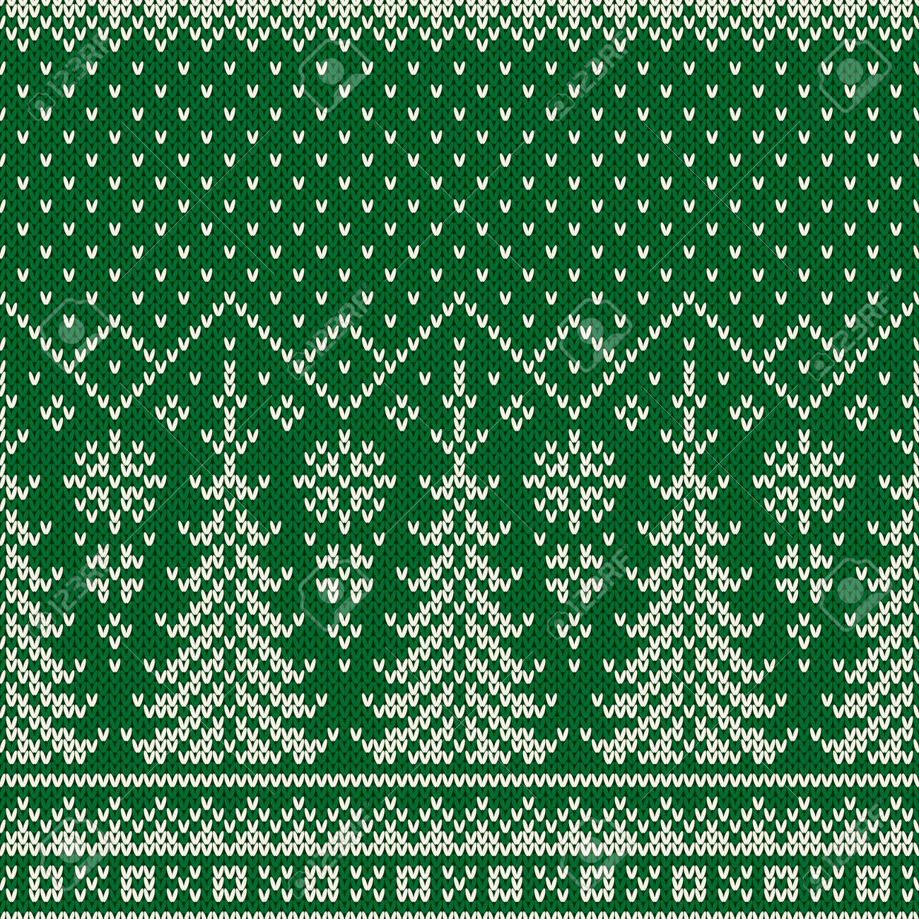 Winter Holiday Seamless Knitted Pattern With A Christmas Trees