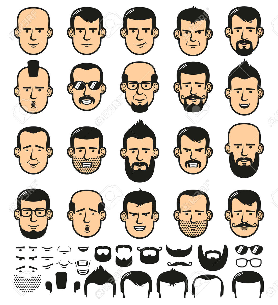set of men faces