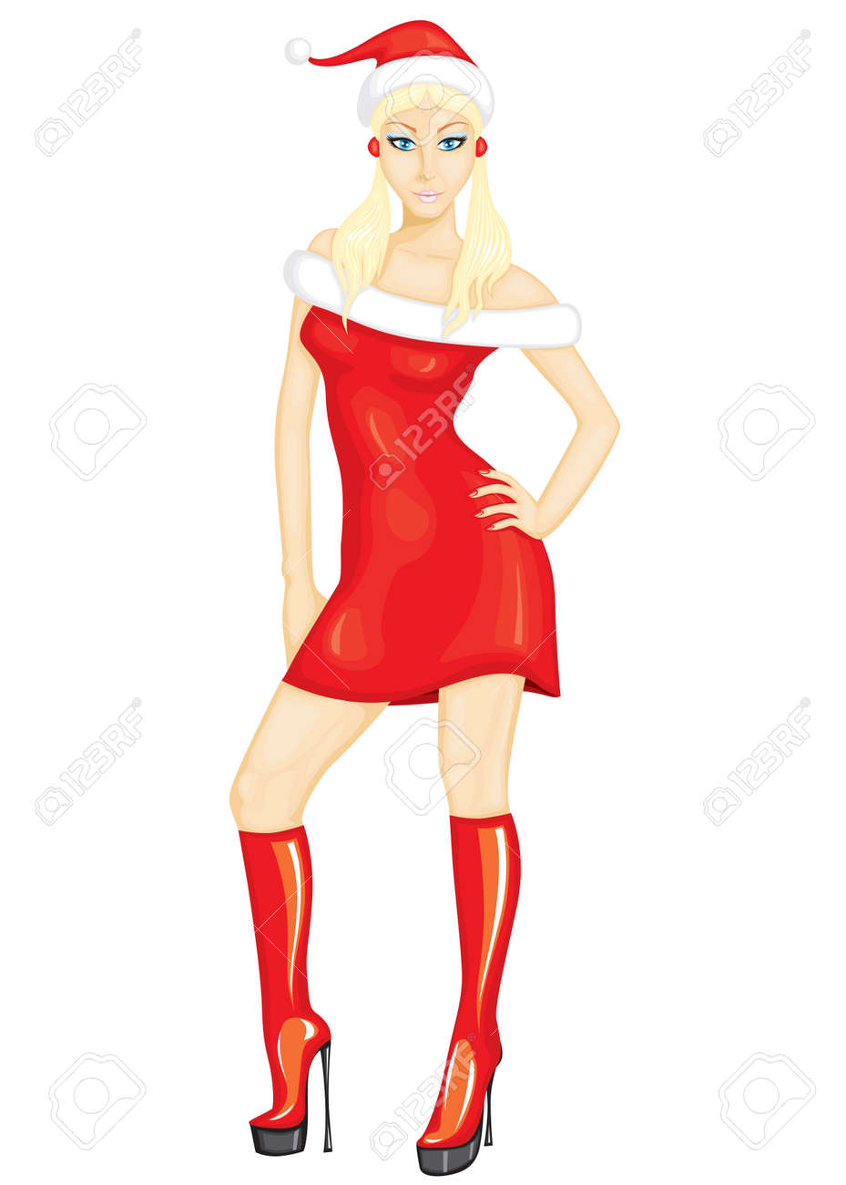 red dress white boots