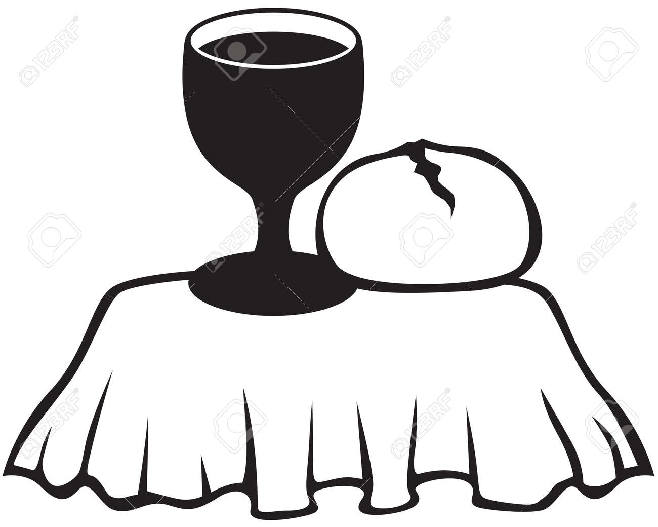 Silhouette Image Of The Chalice Of Wine And Bread Royalty Free SVG, Cliparts,  Vectors, and Stock Illustration. Image 17277833., image size:1300x1040