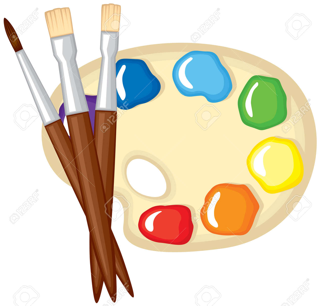 画家のブラシや虹の七色の絵の具のパレットのイラスト素材 ベクタ Image 画家のブラシや虹の七色の絵の具のパレットのイラスト素材 ベクタ Image