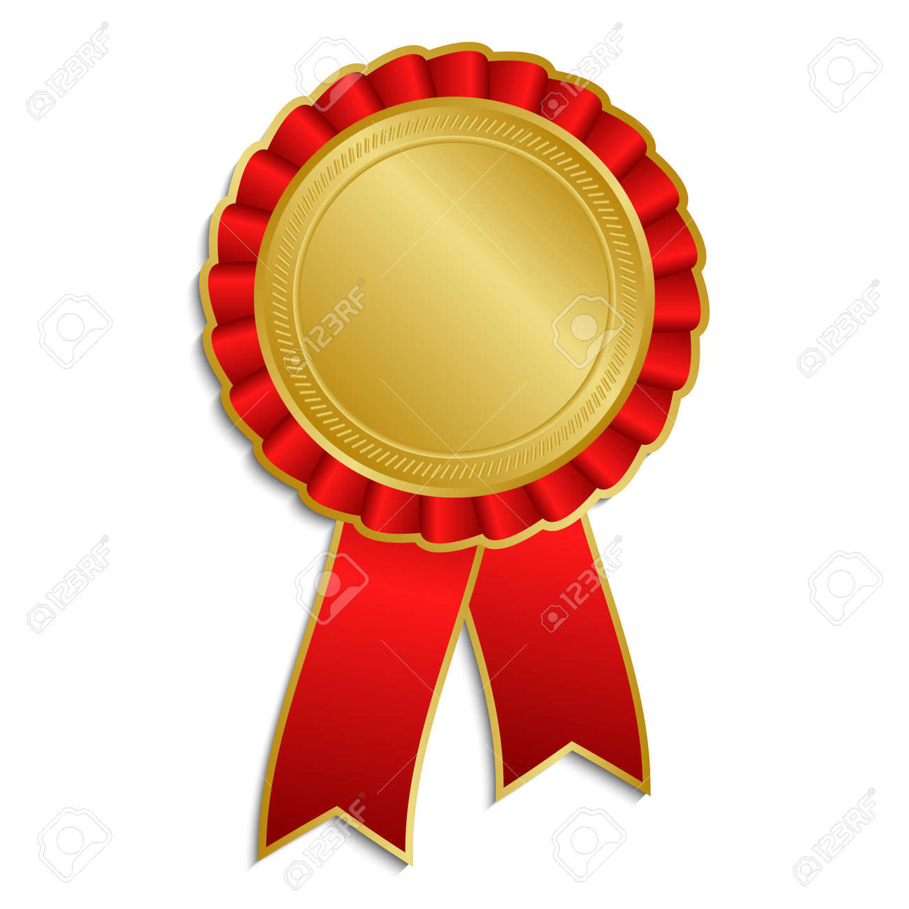 gold and red award rosette with ribbon royalty free cliparts