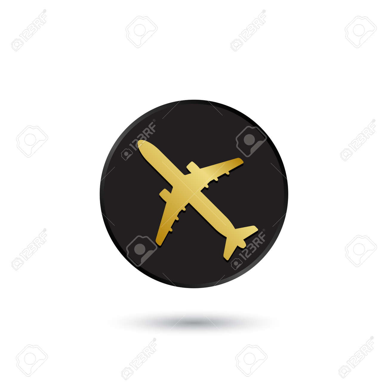 simple gold on black airplane icon logo royalty free cliparts