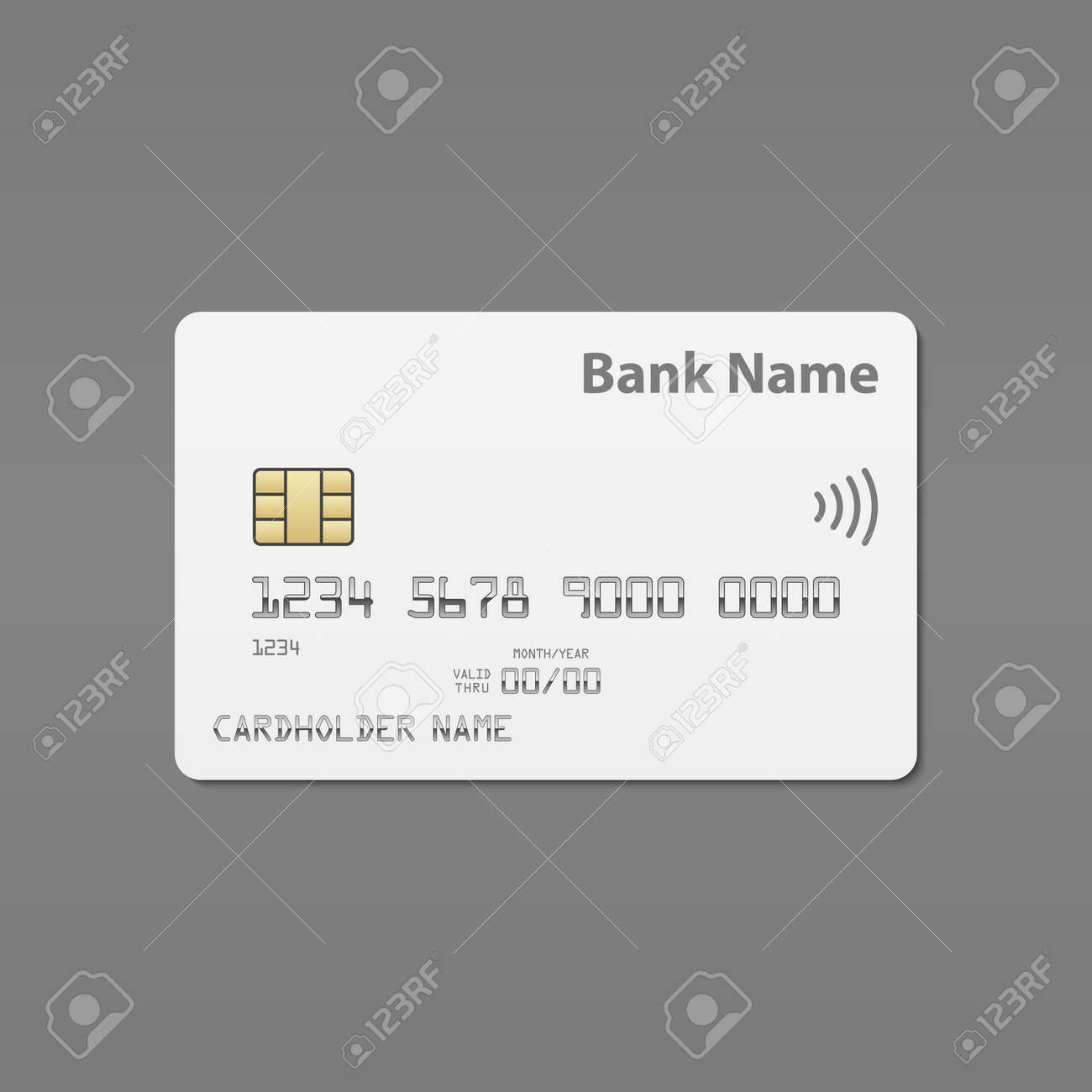 detailed credit card template with contactless payment symbol