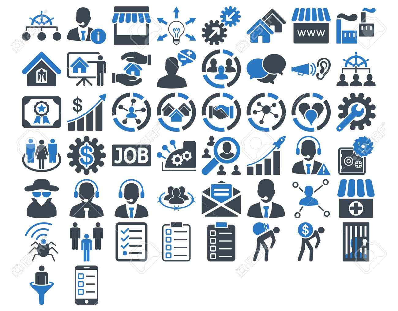 business icon set these flat bicolor icons use smooth blue colors
