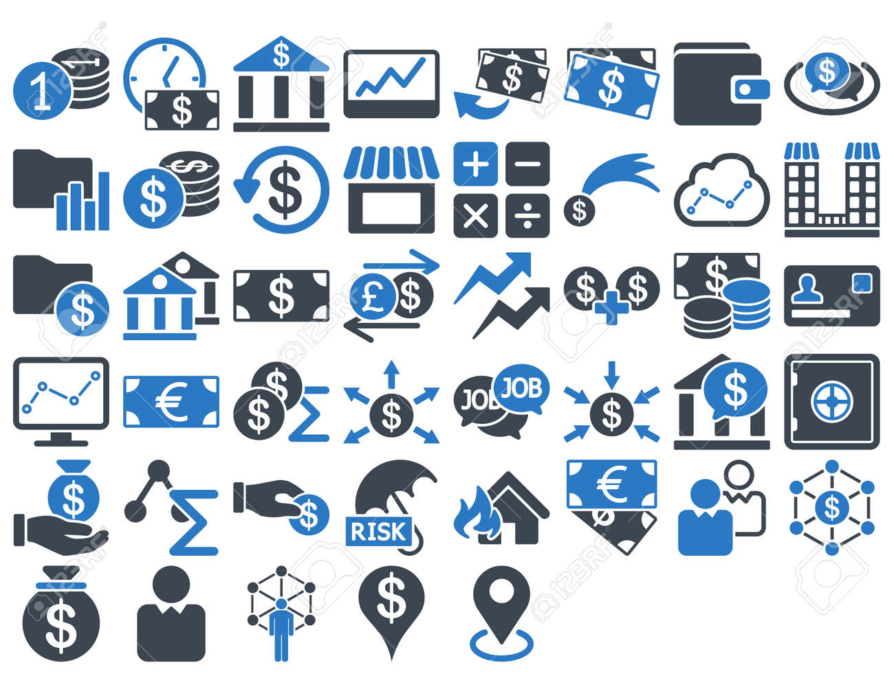 business icon set these flat bicolor icons use smooth blue colors