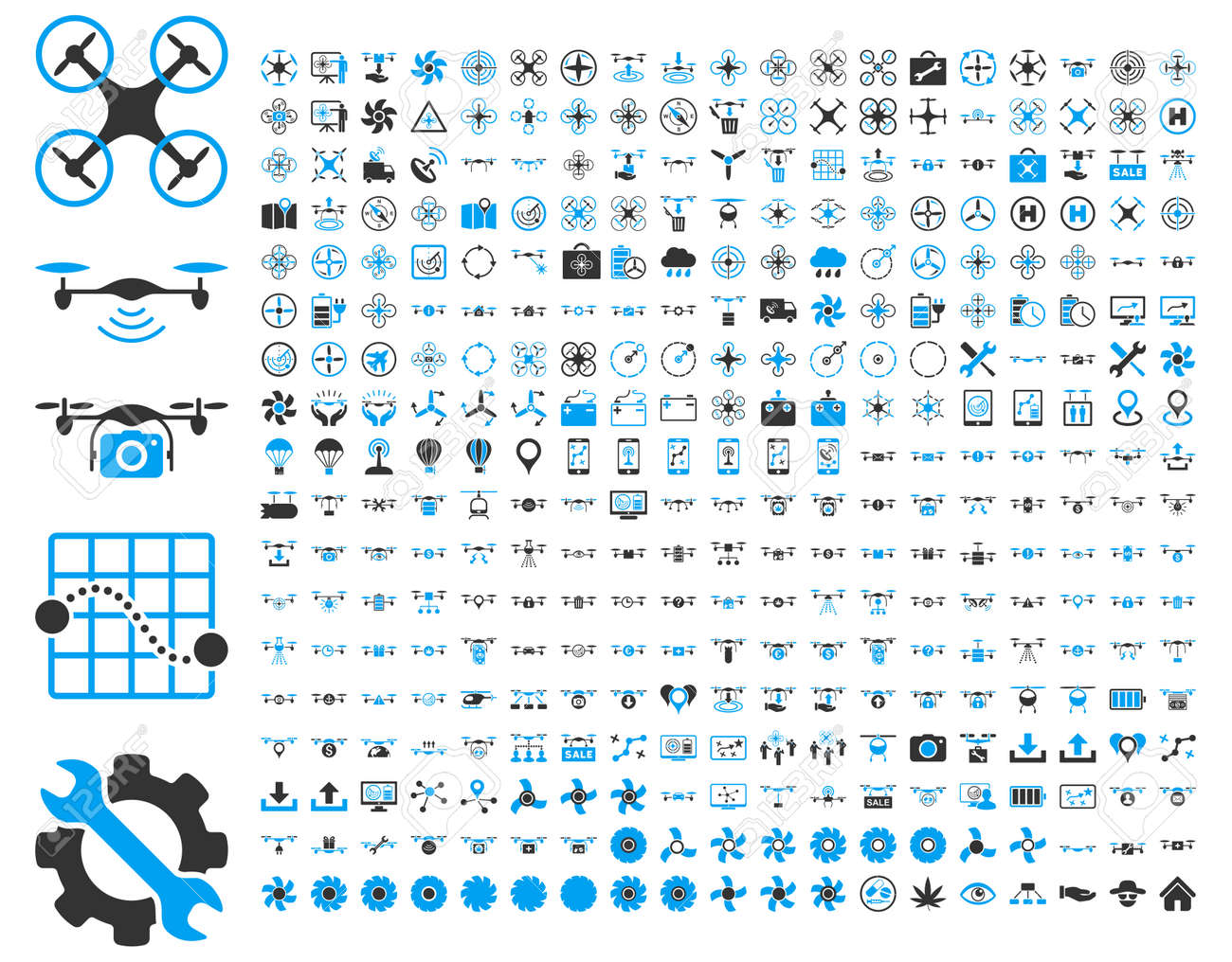 365 air drone and quadcopter tool icons. Icon set style is flat vector bicolor images, blue and gray symbols, isolated on a white background. - 42217721 365 air drone and quadcopter tool icons. Icon set style is flat vector bicolor images, blue and gray symbols, isolated on a white background. - 42217721