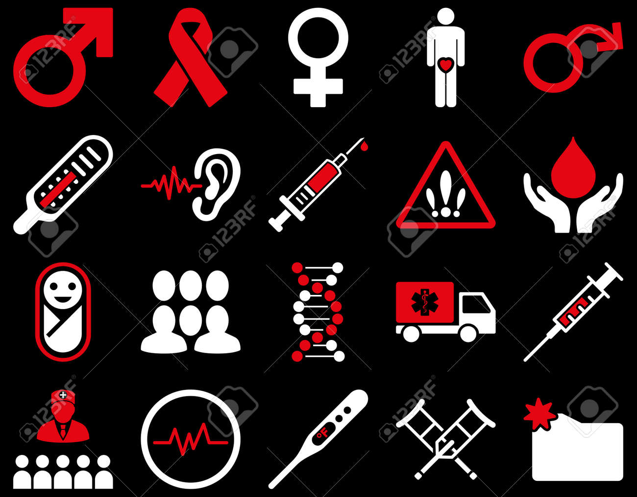 Lo stile ¨ bicolore icone disegnate con i colori rosso e bianco