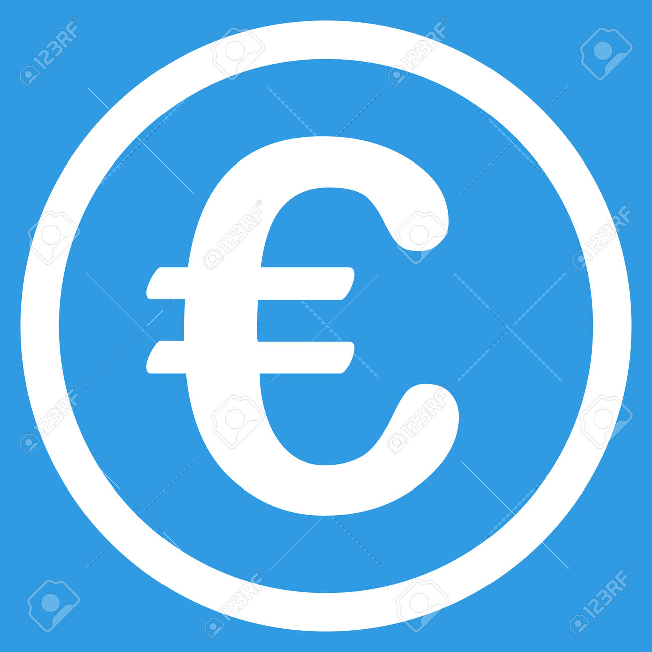 Euro Coin Icon. Style Is Flat Symbol, White Color, Rounded Angles, Blue  Background. 免版税剪贴画，向量插图和库存图片. Image 48744233