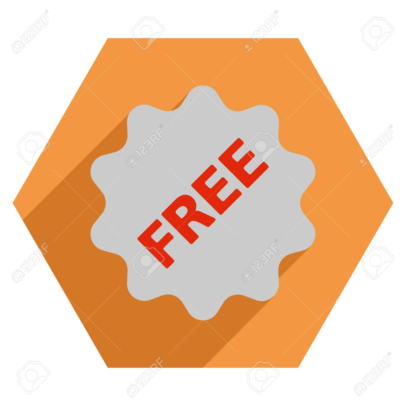 無料トークン長い影グリフ アイコン スタイルは Longshadow と色の六角形ボタンをフラット シンボルです の写真素材 画像素材 Image